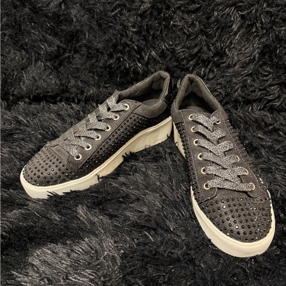 Black Studded Sneakers with White Soles